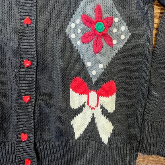 VTG 90s Heres A Hug Embroidered Cardigan Sweater Womens M Cottage Hearts Bows - Picture 3 of 10